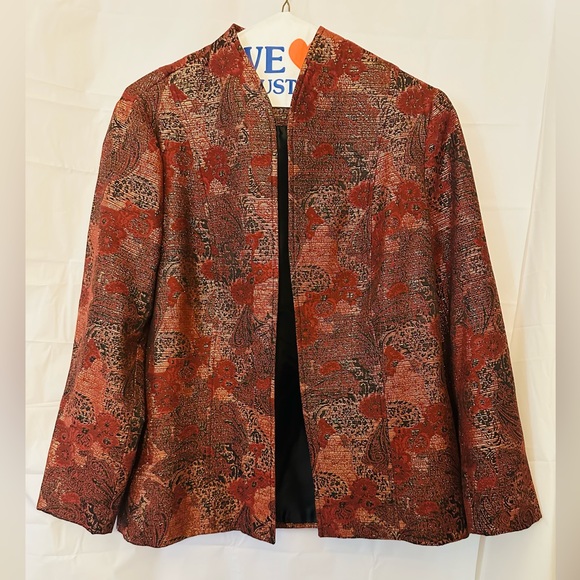 Jackets & Blazers - Coldwater Creek Red/Black/Gold Metallic Blazer, Size L